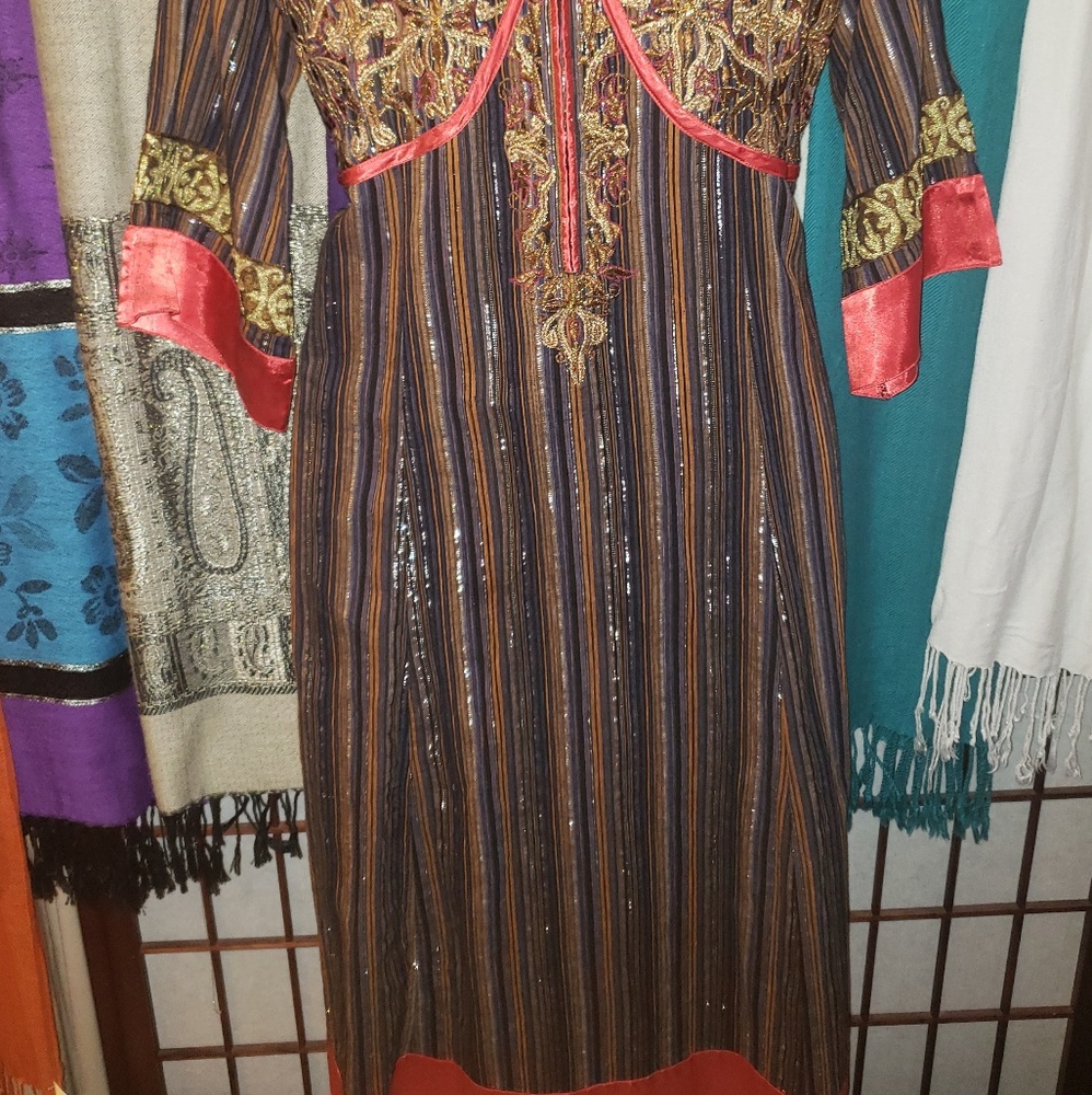 Authentic Middle Eastern Multicolored Kaftan Top - image 2